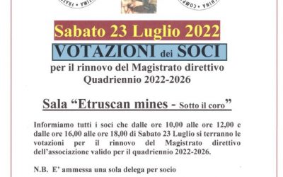 Votazione dei Soci – Sabato 23 Luglio 2022