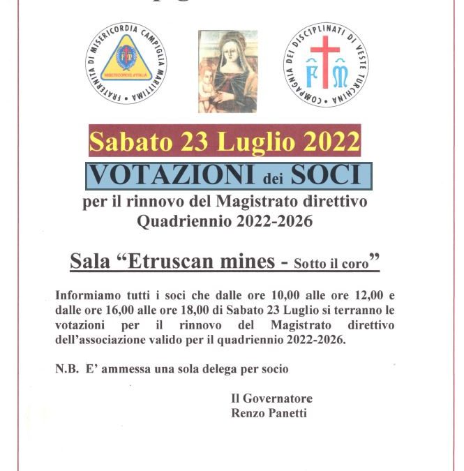 Votazione dei Soci – Sabato 23 Luglio 2022