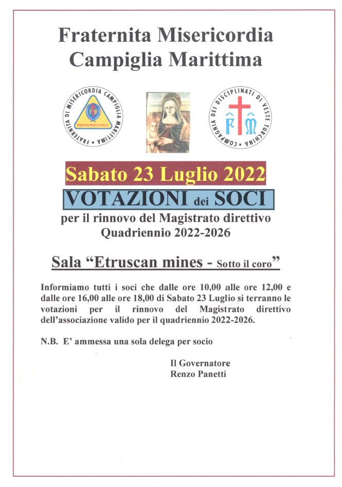 Votazione dei Soci – Sabato 23 Luglio 2022